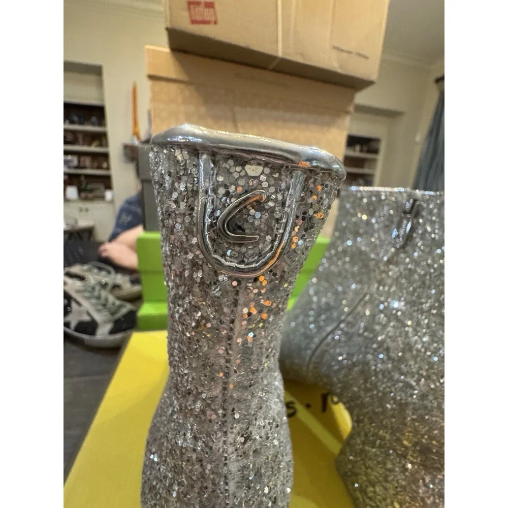 New Circus NY by Sam Edelman Women's Osten Ankle Bootie Silver  Glitter Size 6.5